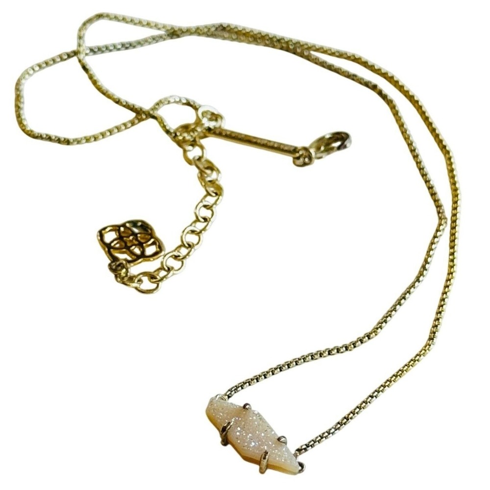 Kendra Scott KS Bridgete Drusy Necklace gold plated chain Designer high end 18"‎